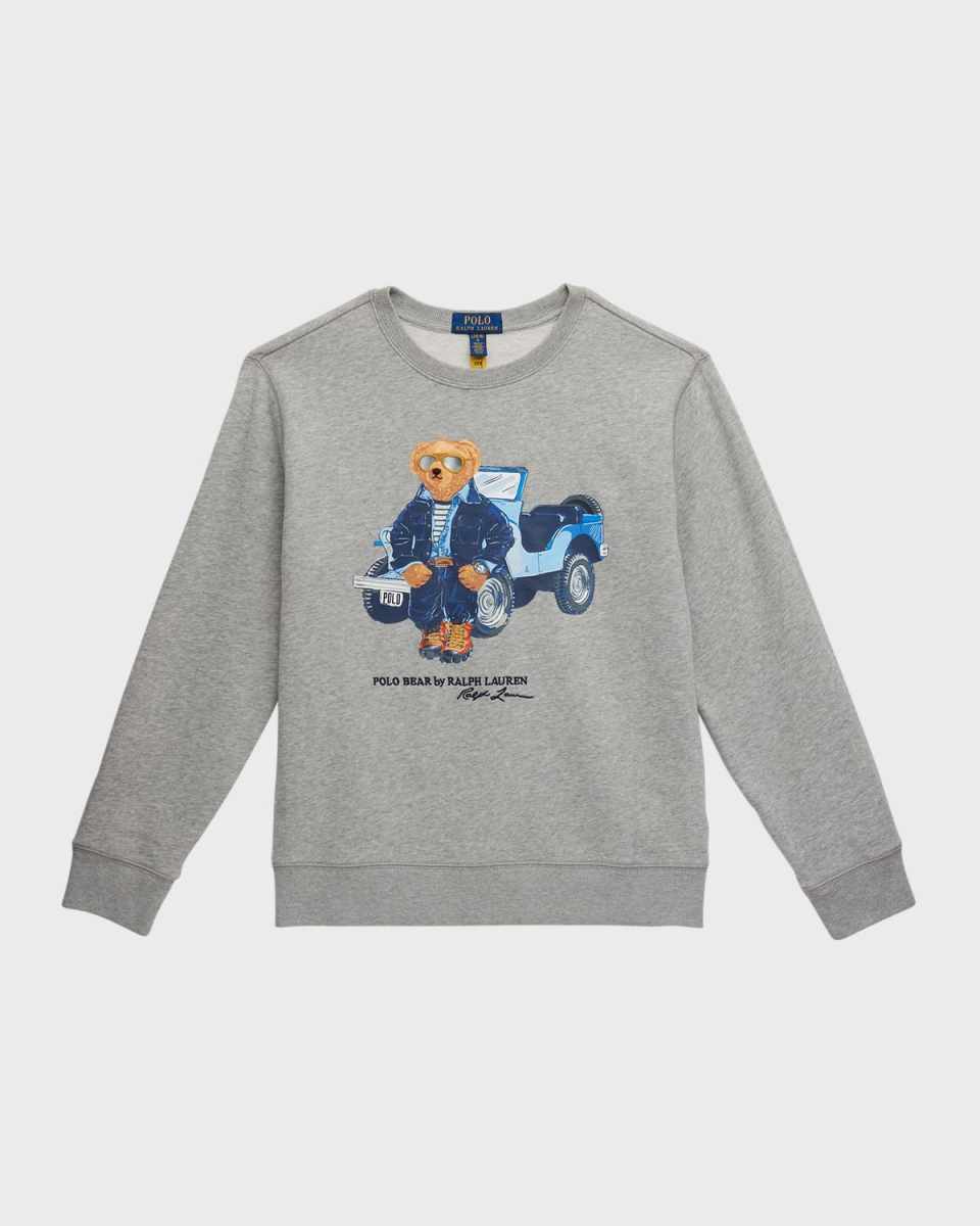 Boy's Seasonal Fleece Bear Sweatshirt, Size S-XL